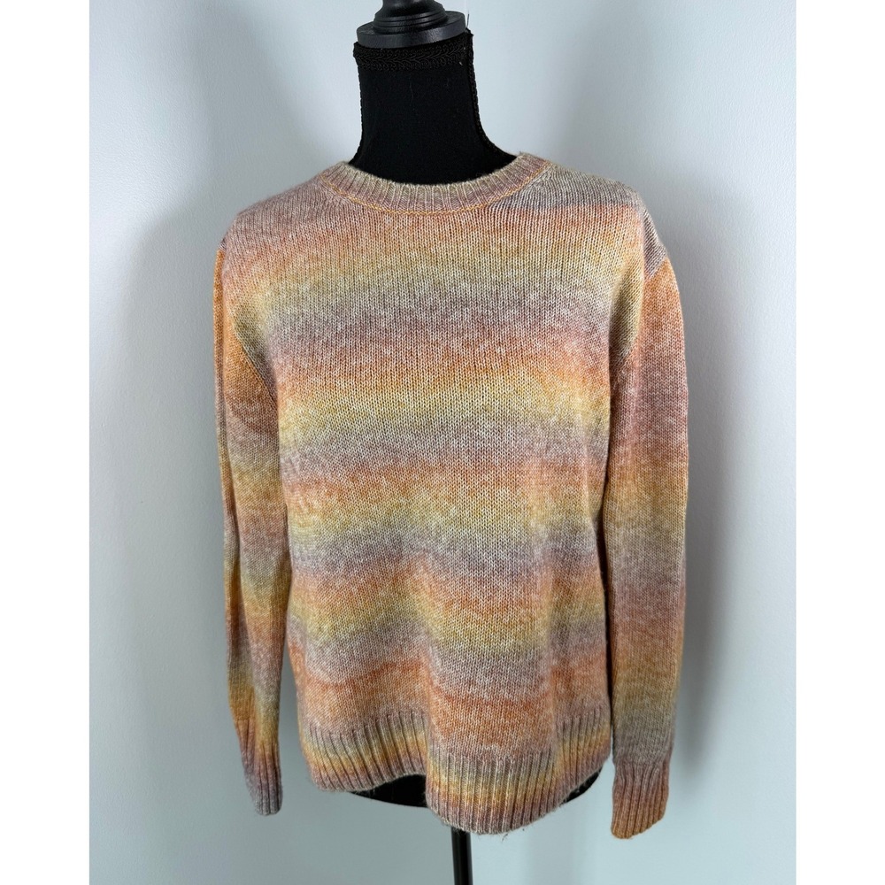 J.Crew Italian Yarn Space Dyed Rainbow Striped Crewneck Sweater Pullover Size S